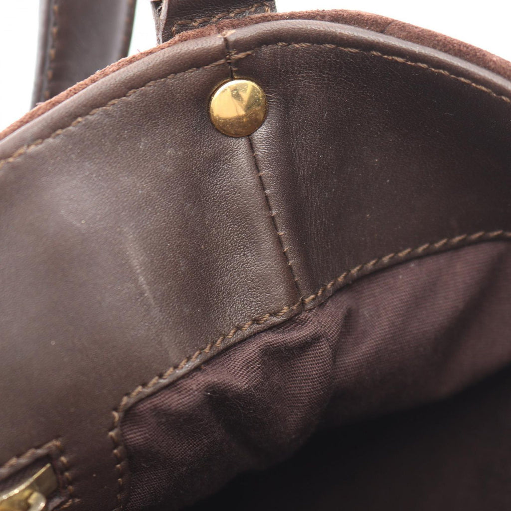 Celine Shoulder Bag C Blason Dark Brown Suede Leather — view 5