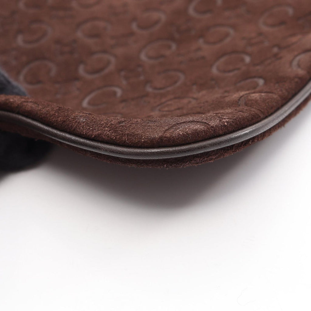 Celine Shoulder Bag C Blason Dark Brown Suede Leather — view 8
