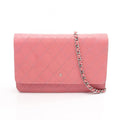 Chanel Shoulder Bag Quilted Pink Caviar Leather Chain Wallet