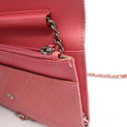 Chanel Shoulder Bag Quilted Pink Caviar Leather Chain Wallet — view 9