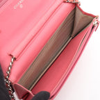 Chanel Shoulder Bag Quilted Pink Caviar Leather Chain Wallet — view 3