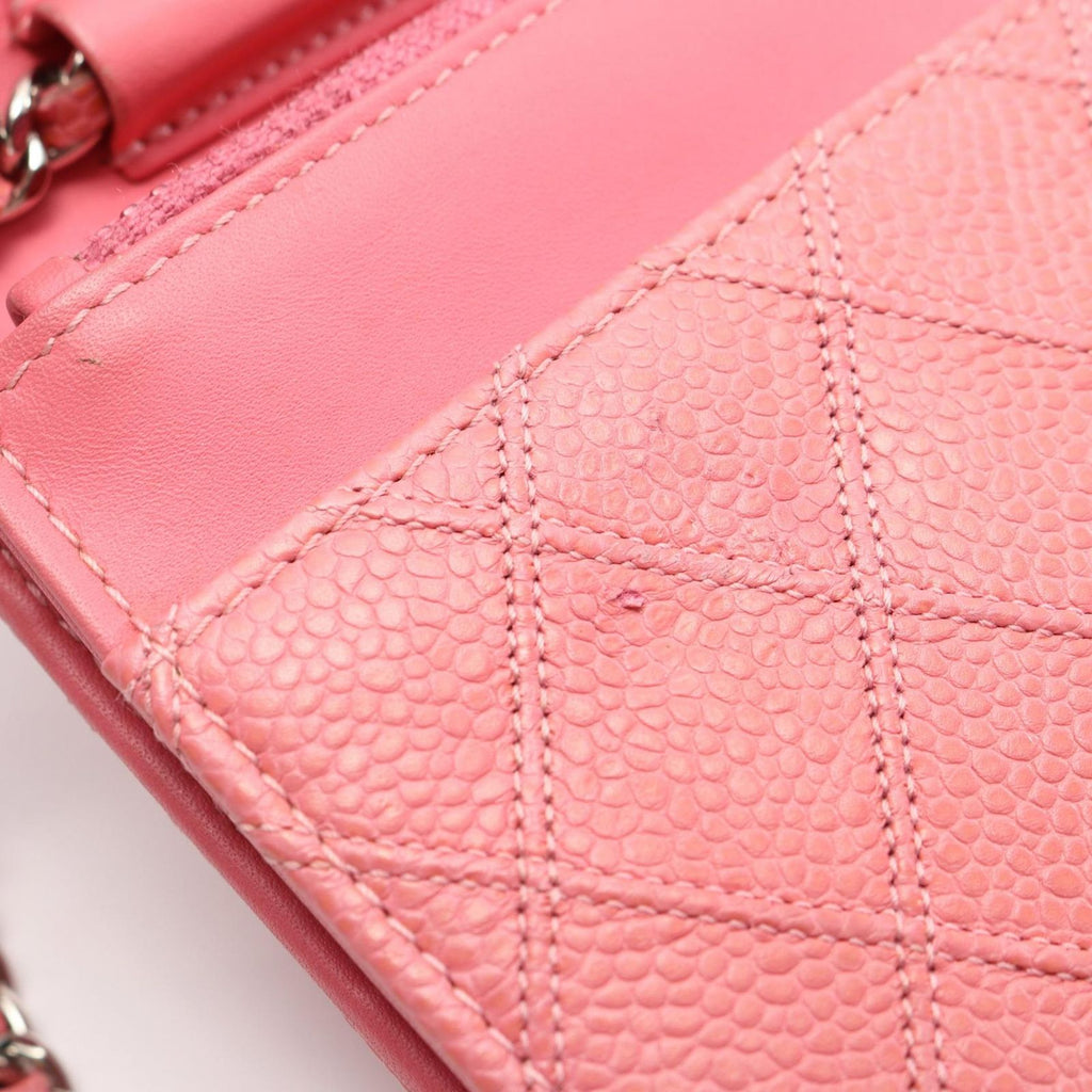 Chanel Shoulder Bag Quilted Pink Caviar Leather Chain Wallet — view 7