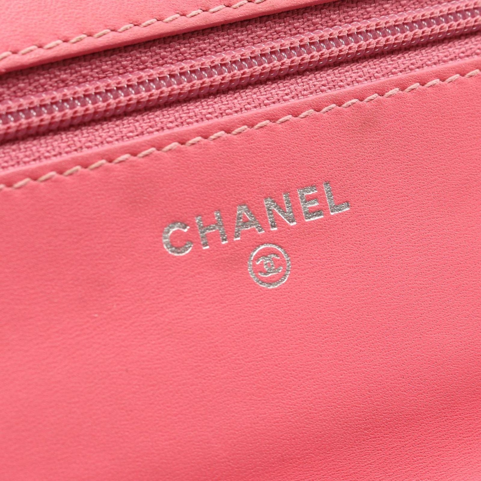Chanel Shoulder Bag Quilted Pink Caviar Leather Chain Wallet — view 4