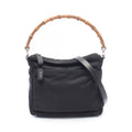 Gucci Bamboo 2-Way Black Canvas Leather Shoulder