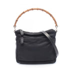 Gucci Bamboo 2-Way Black Canvas Leather Shoulder