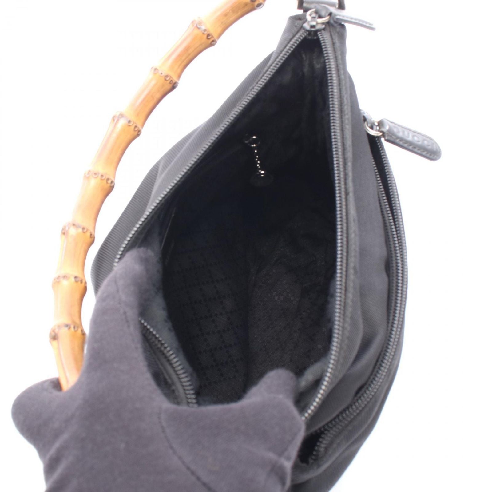 Gucci Bamboo 2-Way Black Canvas Leather Shoulder — view 3