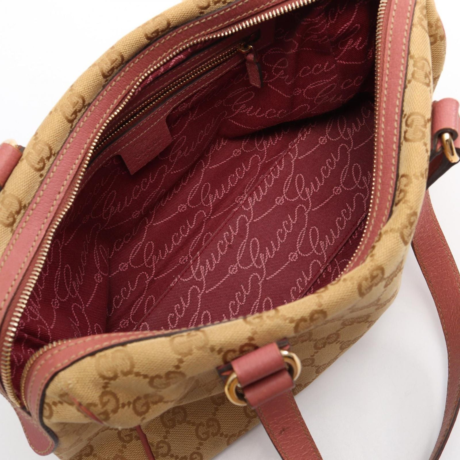 Gucci Handbag GG Canvas Beige Pink Mini Boston — view 3