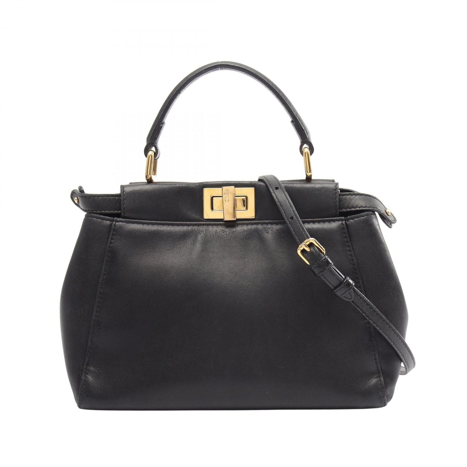 Fendi Handbag Mini Peekaboo 2-Way Black Leather
