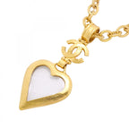 Chanel Necklace Vintage CC Logo Loupe Heart Motif Gold Plated
