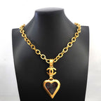 Chanel Necklace Vintage CC Logo Loupe Heart Motif Gold Plated — view 6