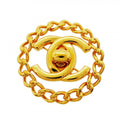Chanel Brooch Vintage CC Logo Turnlock Gold Plated