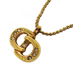 Dior Necklace CD Logo Gold Plated Rhinestone