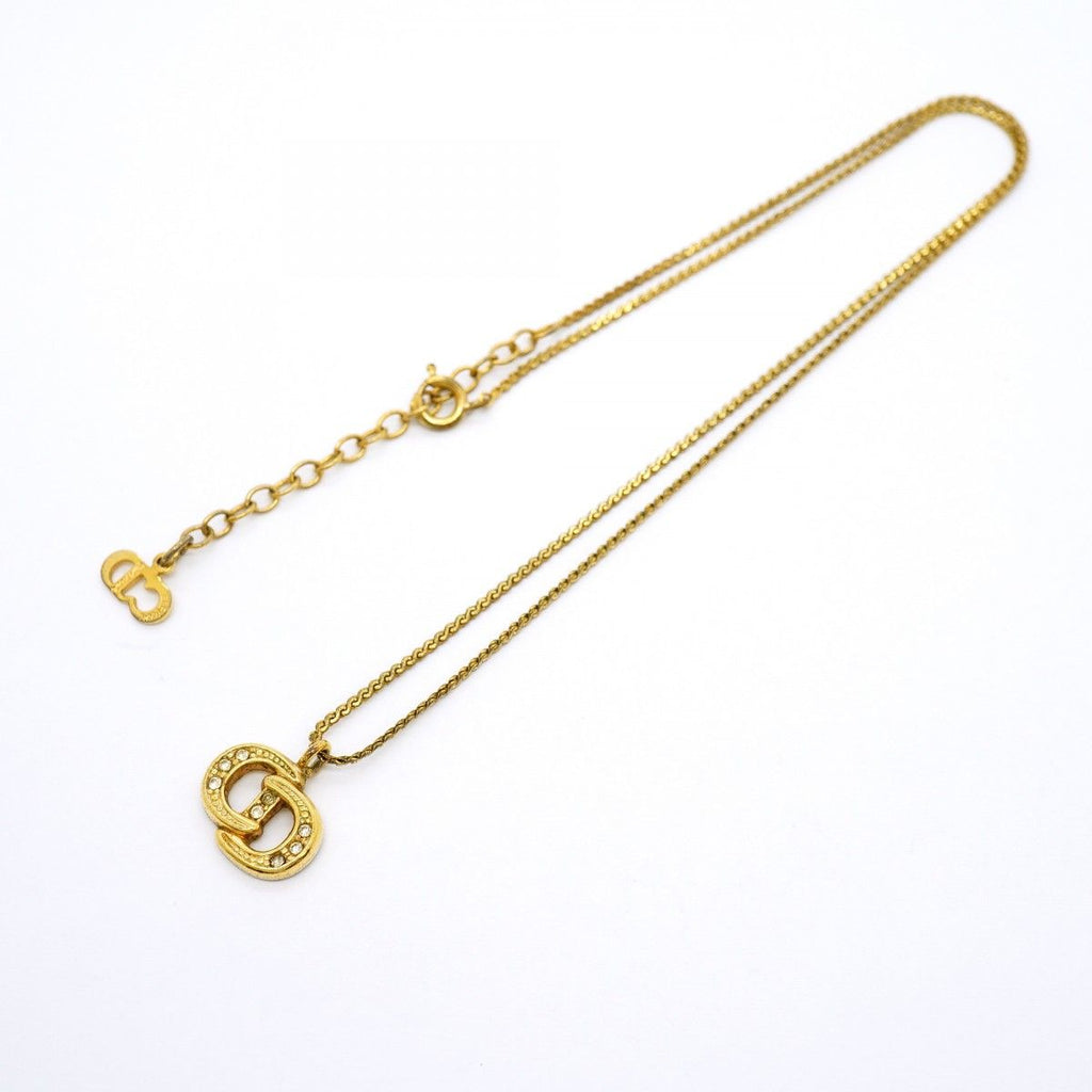 Dior Necklace CD Logo Gold Plated Rhinestone — view 3