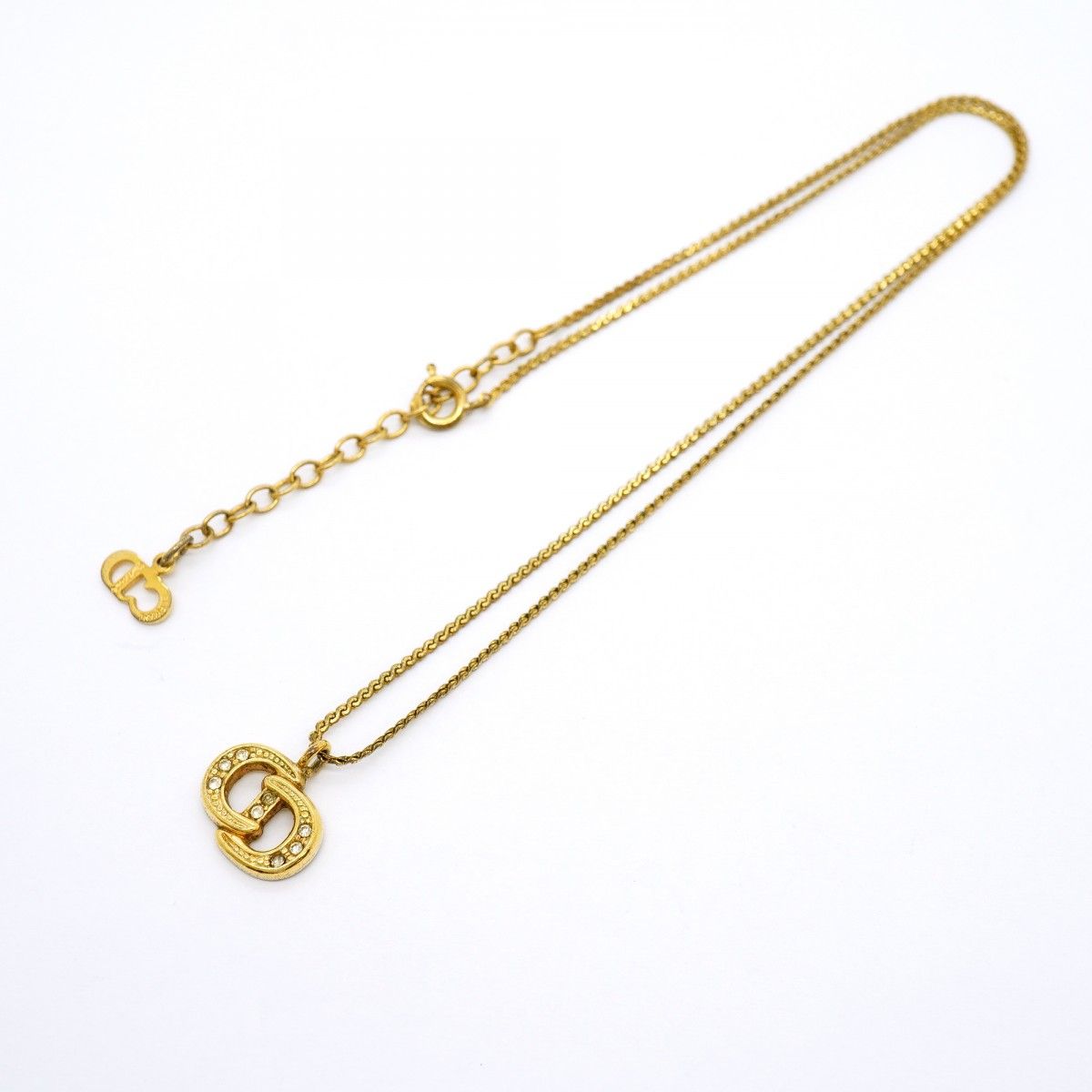 Dior Necklace CD Logo Gold Plated Rhinestone — view 3