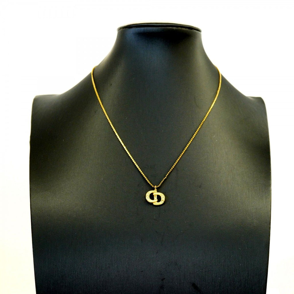 Dior Necklace CD Logo Gold Plated Rhinestone — view 5