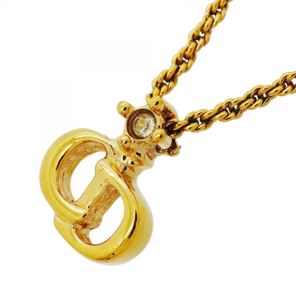 Dior Necklace CD Logo Gold Plated Rhinestone