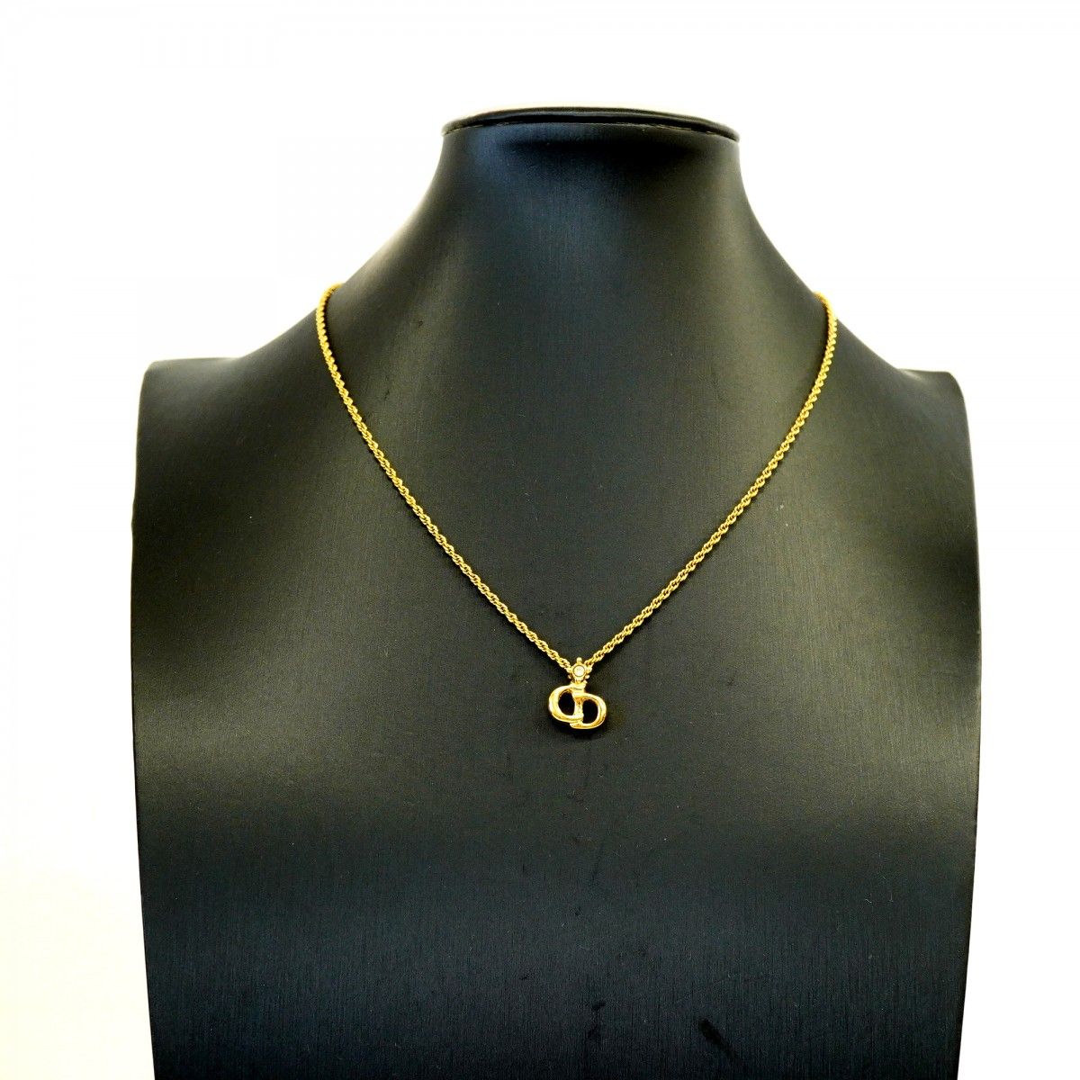Dior Necklace CD Logo Gold Plated Rhinestone — view 5
