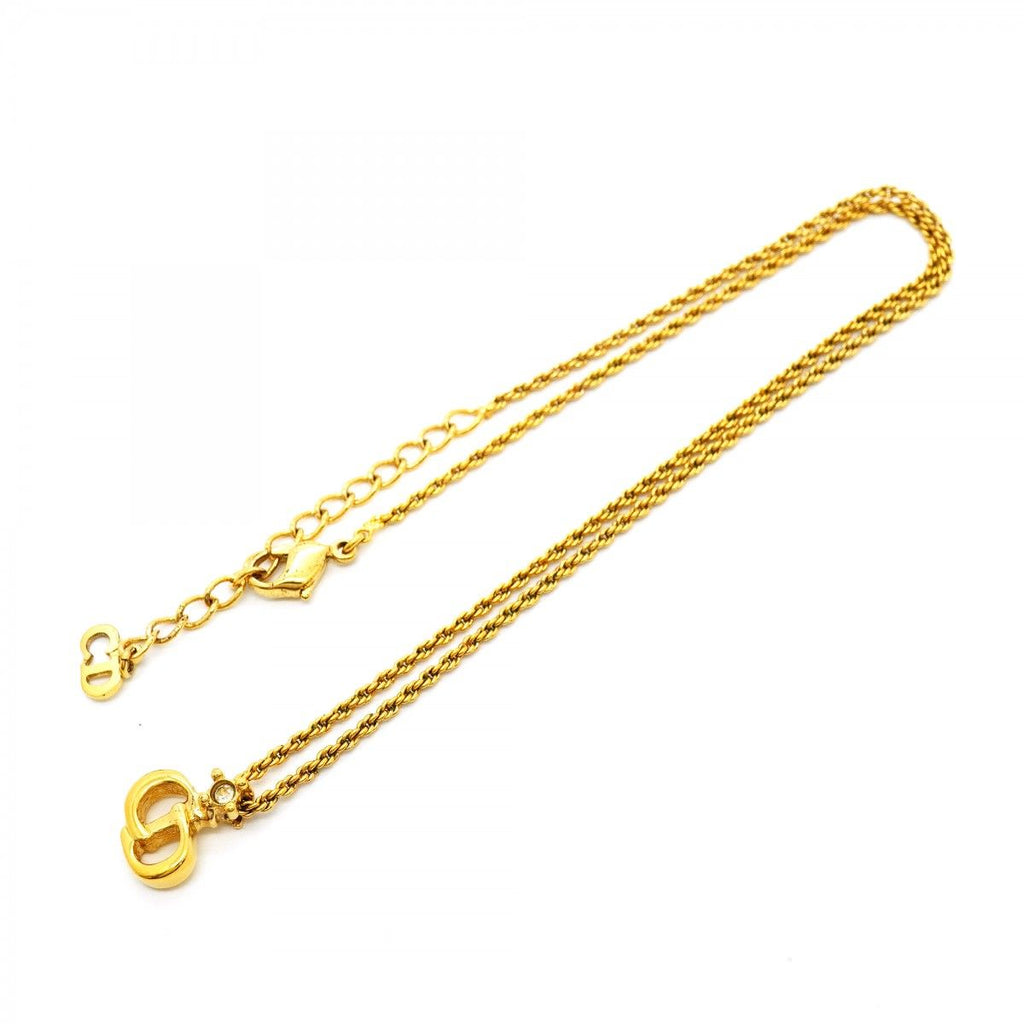 Dior Necklace CD Logo Gold Plated Rhinestone — view 3