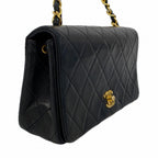Chanel Shoulder Bag Quilted Lambskin Black Gold — view 2