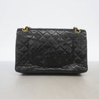 Chanel Shoulder Bag Quilted Lambskin Black Gold — view 8