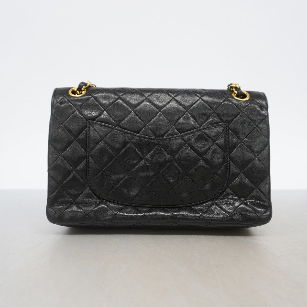 Chanel Shoulder Bag Quilted Lambskin Black Gold — view 8
