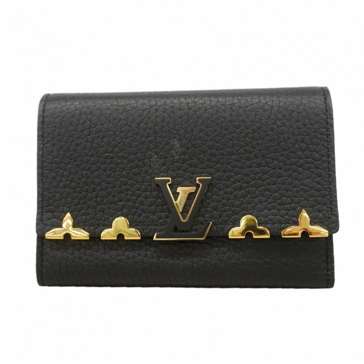 Louis Vuitton Trifold Wallet Taurillon Portefeuille Capucines Noir