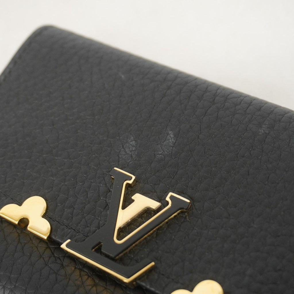 Louis Vuitton Trifold Wallet Taurillon Portefeuille Capucines Noir — view 5