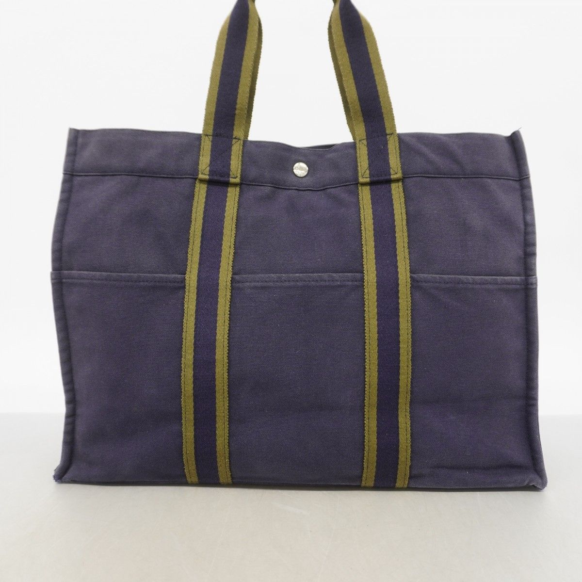 Hermes Tote Fourre Tout MM Canvas Navy Silver — view 9