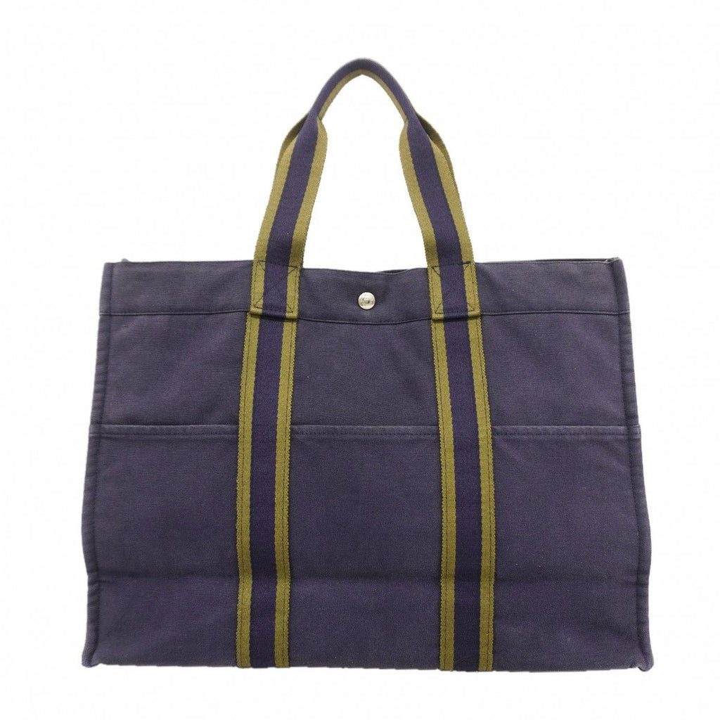 Hermes Tote Fourre Tout MM Canvas Navy Silver