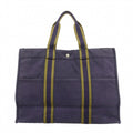 Hermes Tote Fourre Tout MM Canvas Navy Silver
