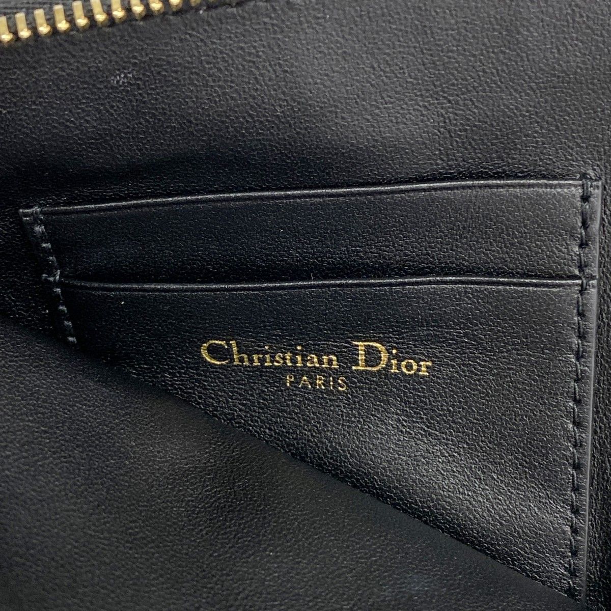 Dior Pochette Cannage Leather Black Gold Handbag — view 5