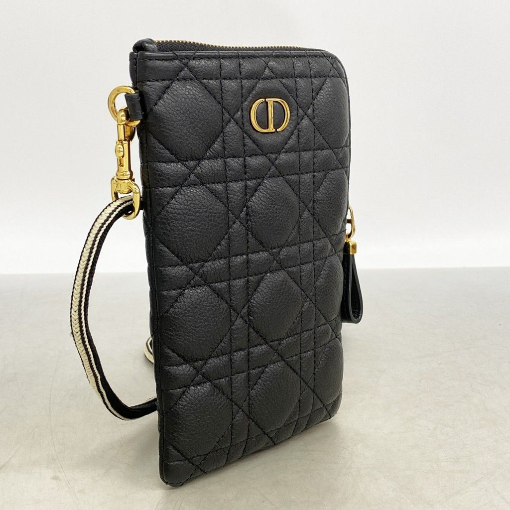 Dior Pochette Cannage Leather Black Gold Handbag — view 2