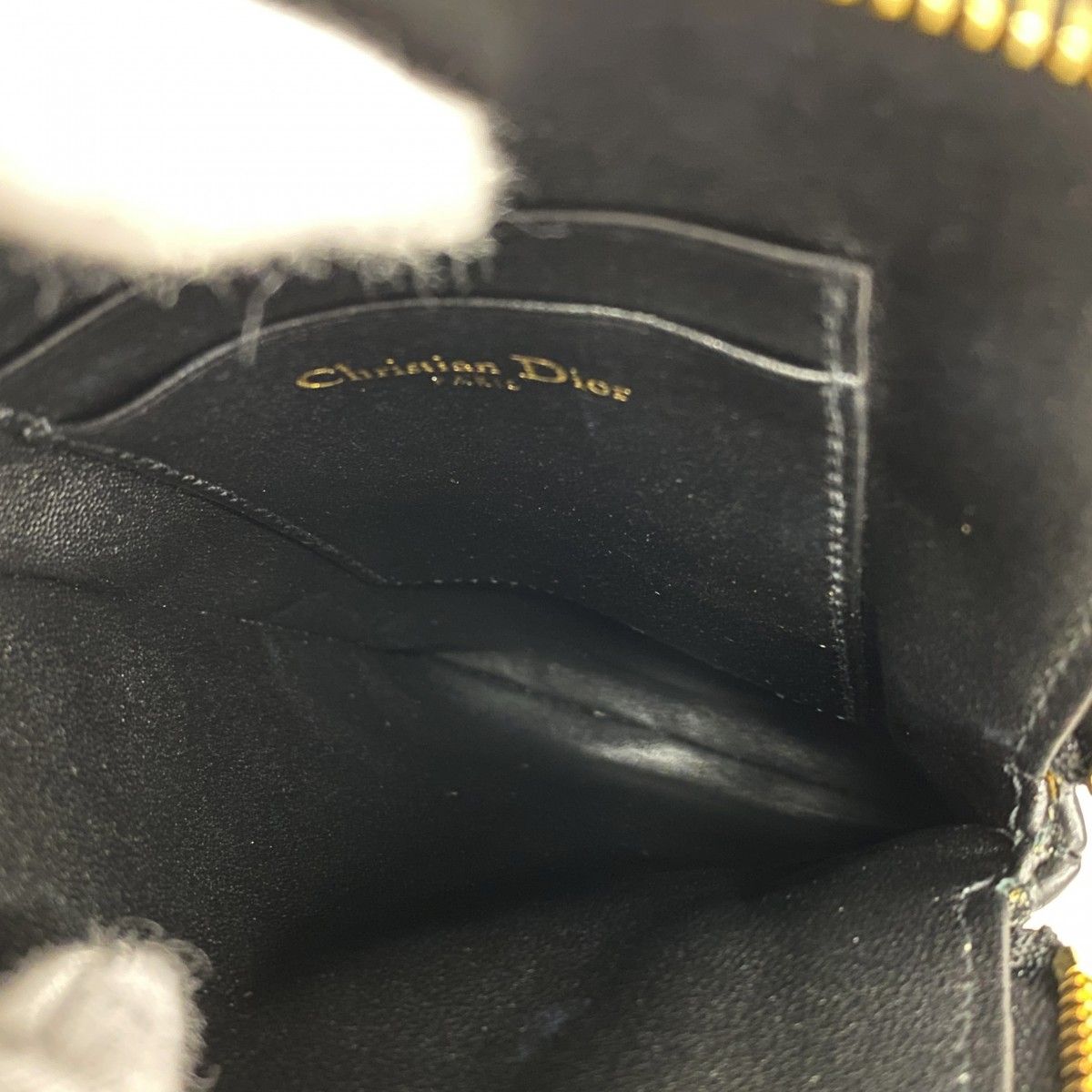 Dior Pochette Cannage Leather Black Gold Handbag — view 4