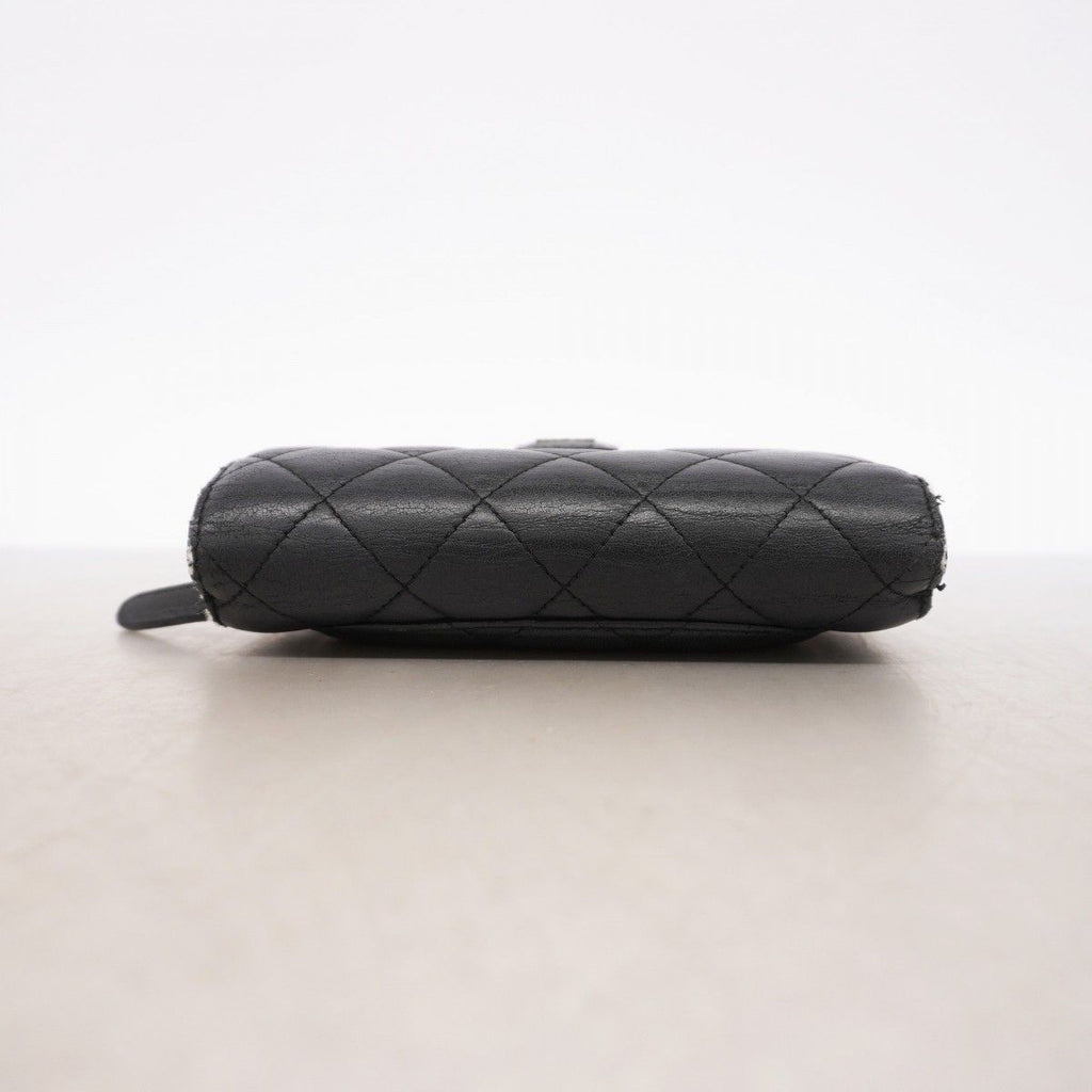 Chanel Wallet Quilted Lambskin Black Silver — view 2
