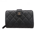 Chanel Wallet Quilted Lambskin Black Silver