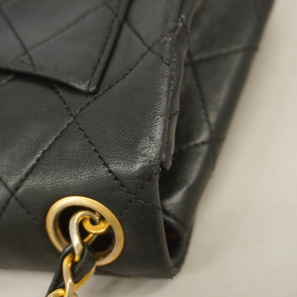 Chanel Shoulder Bag Quilted Lambskin Black Gold — view 7