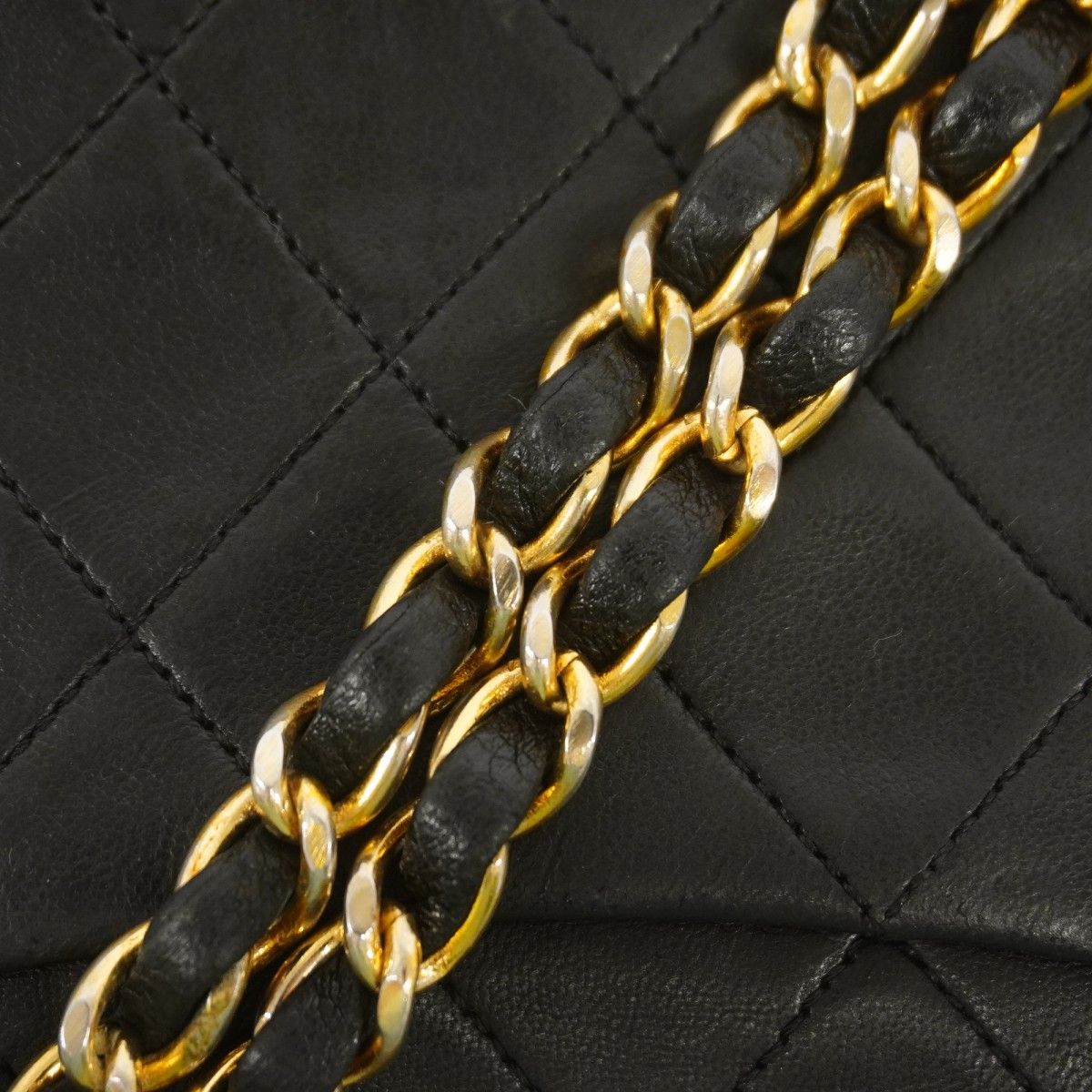Chanel Shoulder Bag Quilted Lambskin Black Gold — view 9