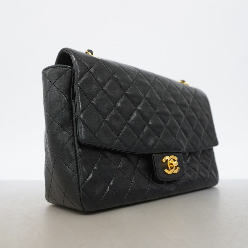 Chanel Shoulder Bag Quilted Lambskin Black Gold — view 2