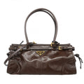 Prada Handbag Boni Leather Brown Gold