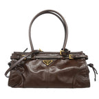 Prada Handbag Boni Leather Brown Gold