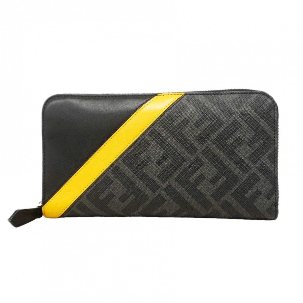 Fendi Wallet Zucca Black Yellow Silver