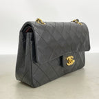Chanel Shoulder Bag Quilted Lambskin Black Gold — view 2