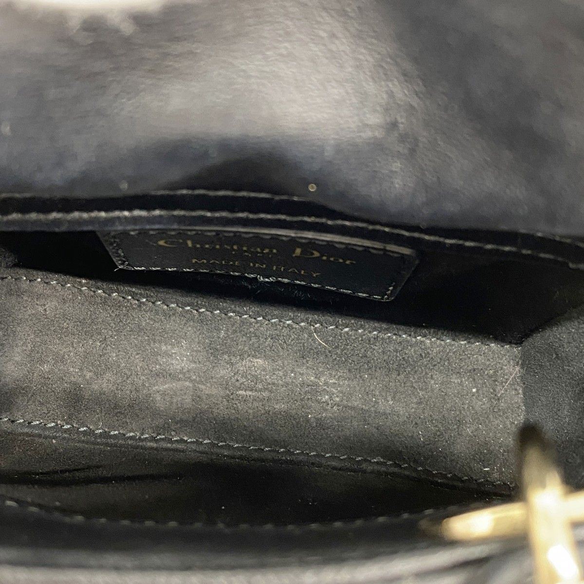 Dior Handbag Cannage Lady Leather Black Champagne Gold — view 4