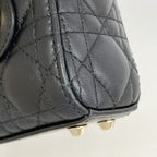 Dior Handbag Cannage Lady Leather Black Champagne Gold — view 6