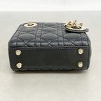 Dior Handbag Cannage Lady Leather Black Champagne Gold — view 3