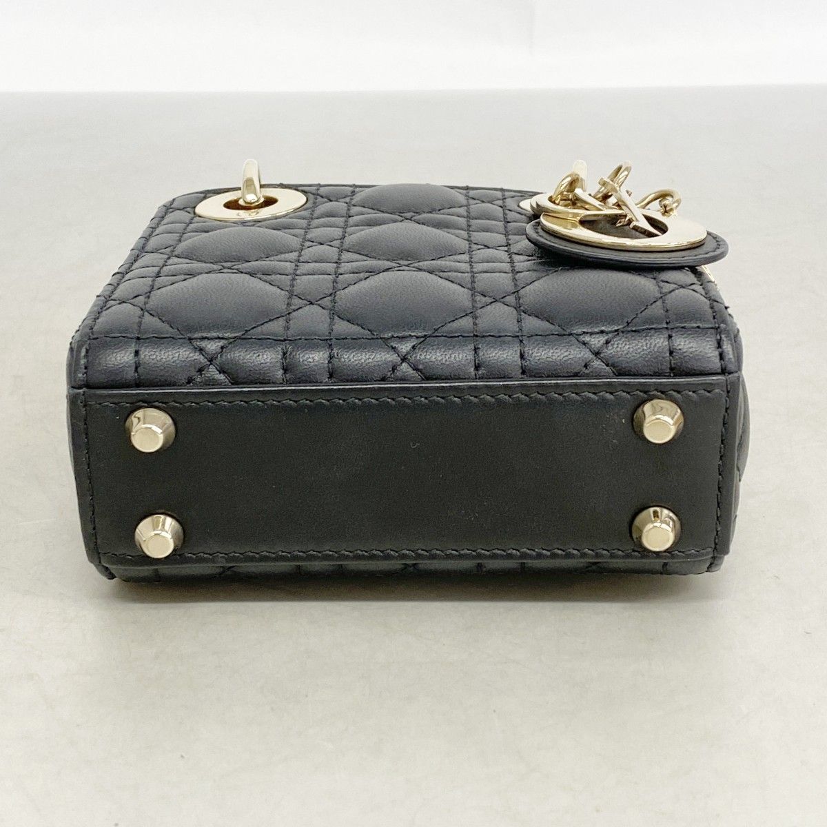 Dior Handbag Cannage Lady Leather Black Champagne Gold — view 3