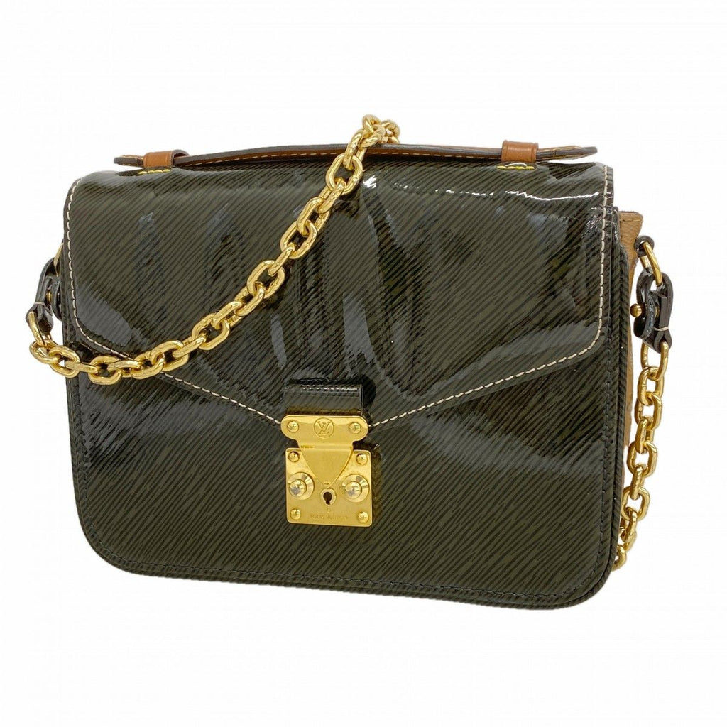 Louis Vuitton Handbag Shiny Epi Monogram Reverse Pochette Metis Mini Gray Brown