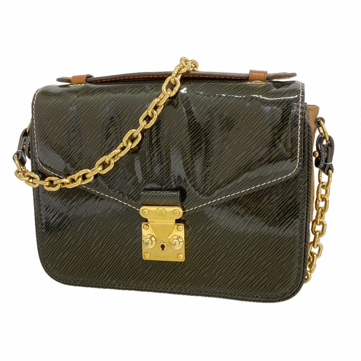 Louis Vuitton Handbag Shiny Epi Monogram Reverse Pochette Metis Mini Gray Brown