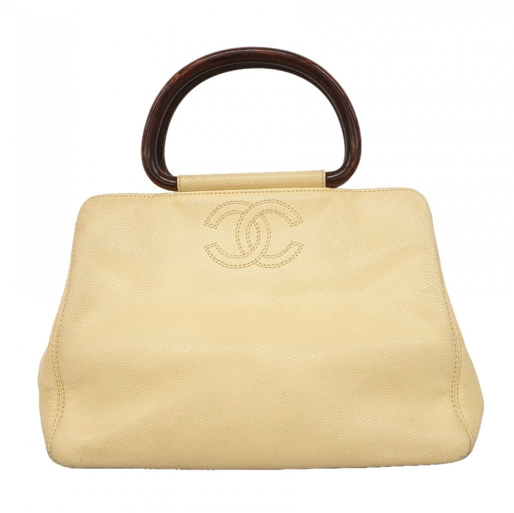 Chanel Handbag Caviar Leather Ivory Gold