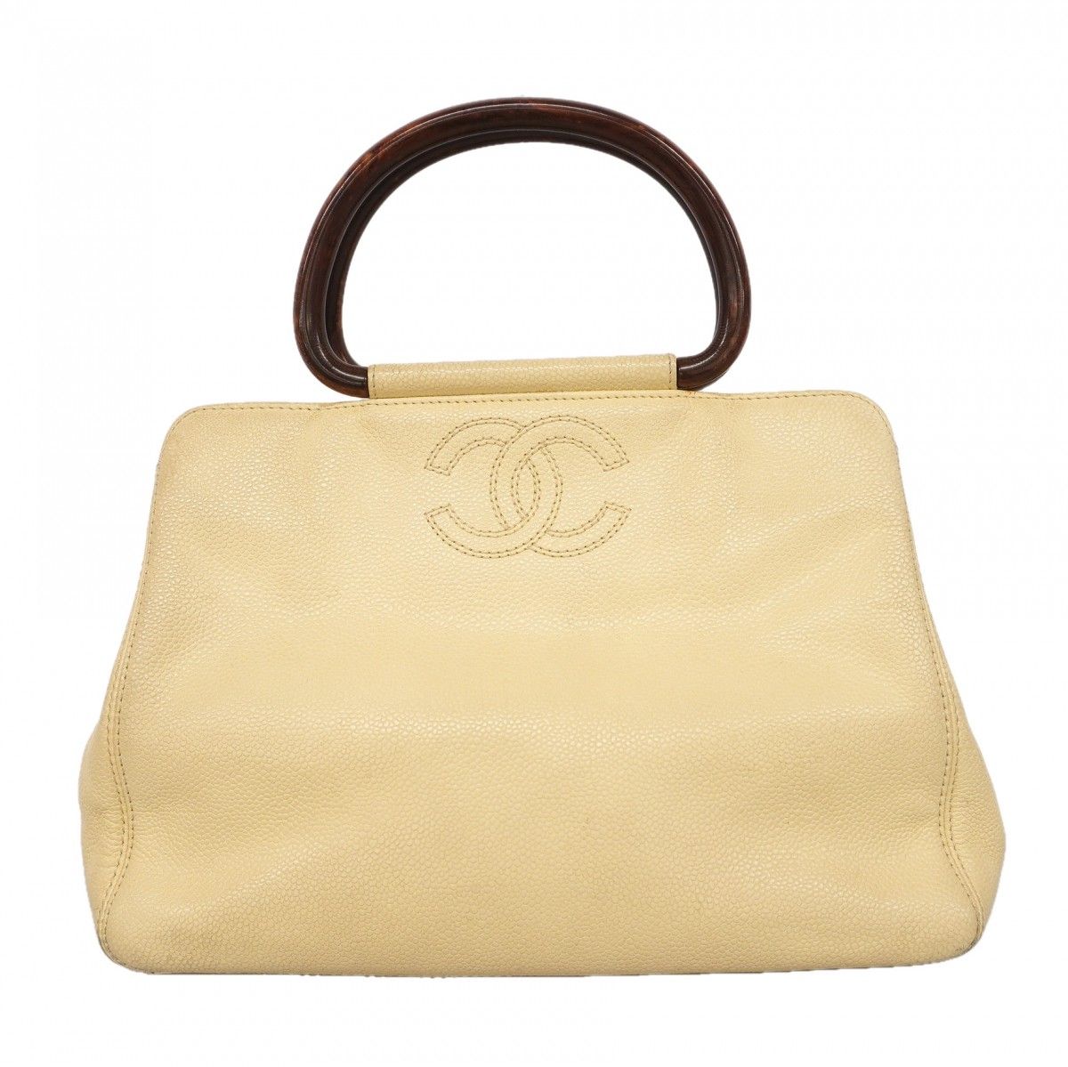 Chanel Handbag Caviar Leather Ivory Gold